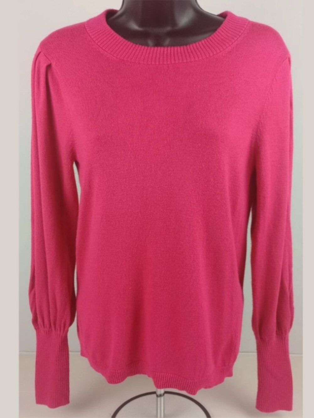 Ann Taylor‎ Women's S Hot Pink Bishop Sleeve Tight Knit Sweater